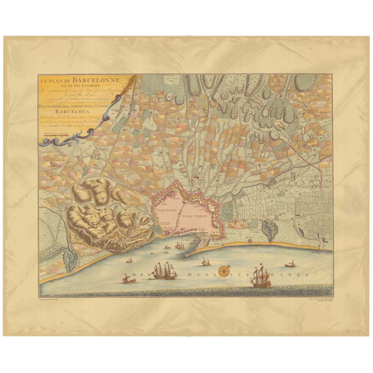 Le Plan de Barcelonne et de ses environ. 1706 - Nicolas Jansz Visscher II