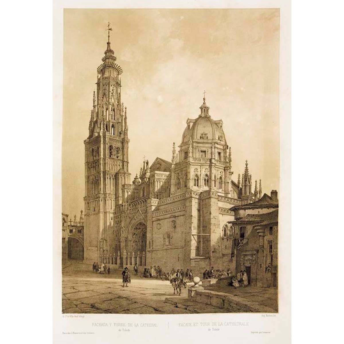 Fachada y torre de la Catedral de Toledo. 1842 - G.P. de VillaAmil, Aug. Mathieu