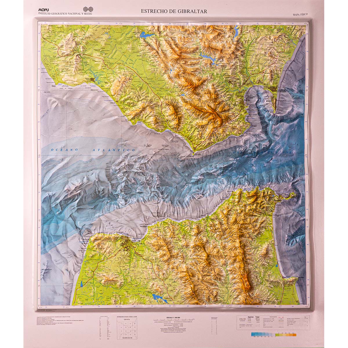 Relieve del Estrecho de Gibraltar en 3D a  1:100.000  ed. 1989