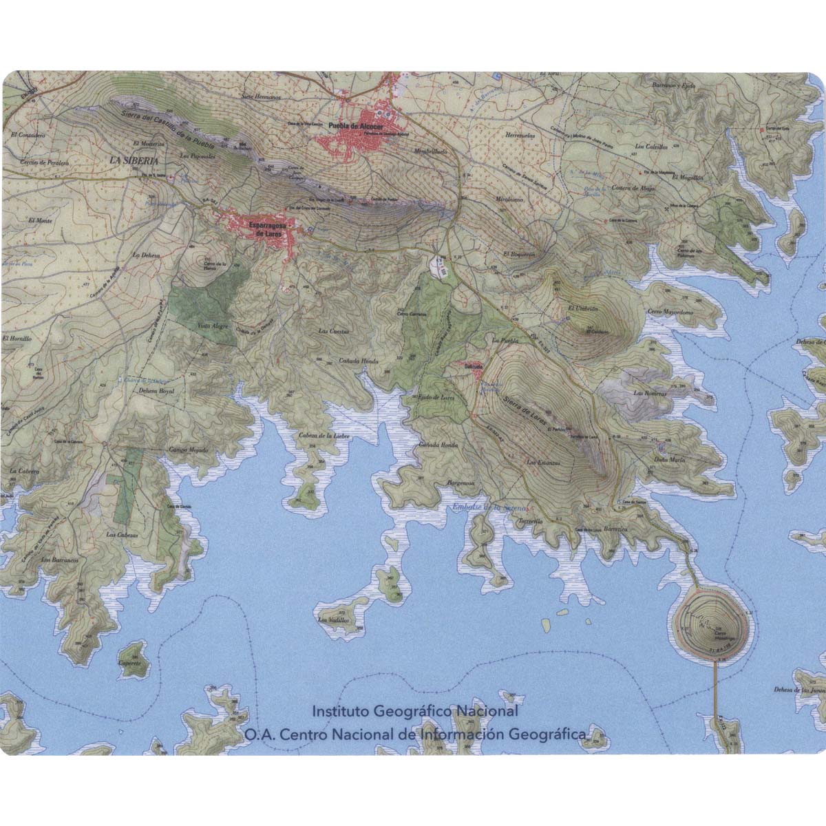 Alfombrilla ratón mapa MTN25, fragmento de la hoja 780-2