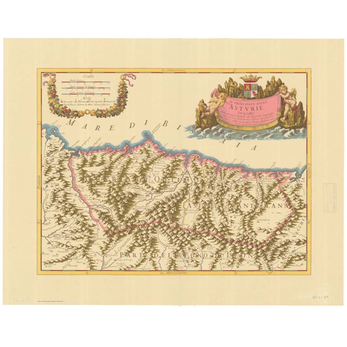 Il Principato delle Asturie. 1696 - Giacomo Cantelli / Domenico de Rossi