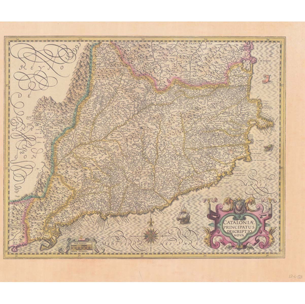 Cataloniae Principatus Descriptio Nova. 1636 - Jodocus Hondius