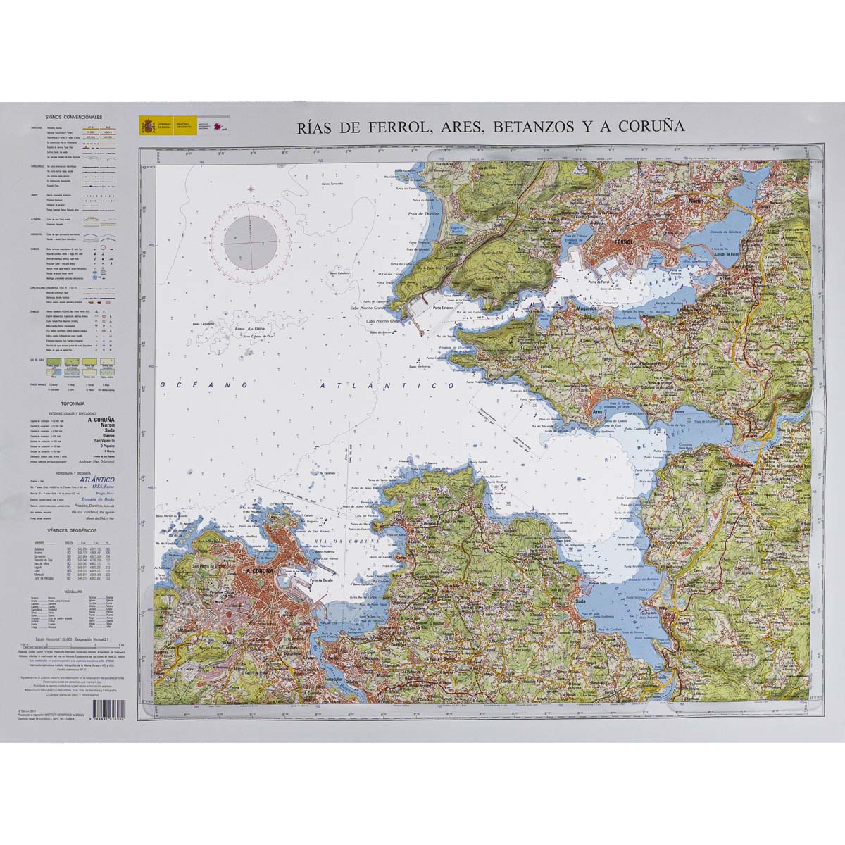 Relieve Rías de Ferrol, Ares, Betanzos y A Coruña en 3D a 1:50.000 ed. 2013