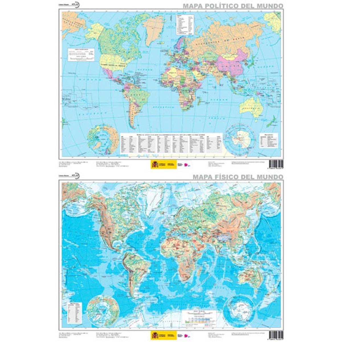 Mapa físico del mundo - Mapa político del mundo. 1:82.350.000 (plastificado)