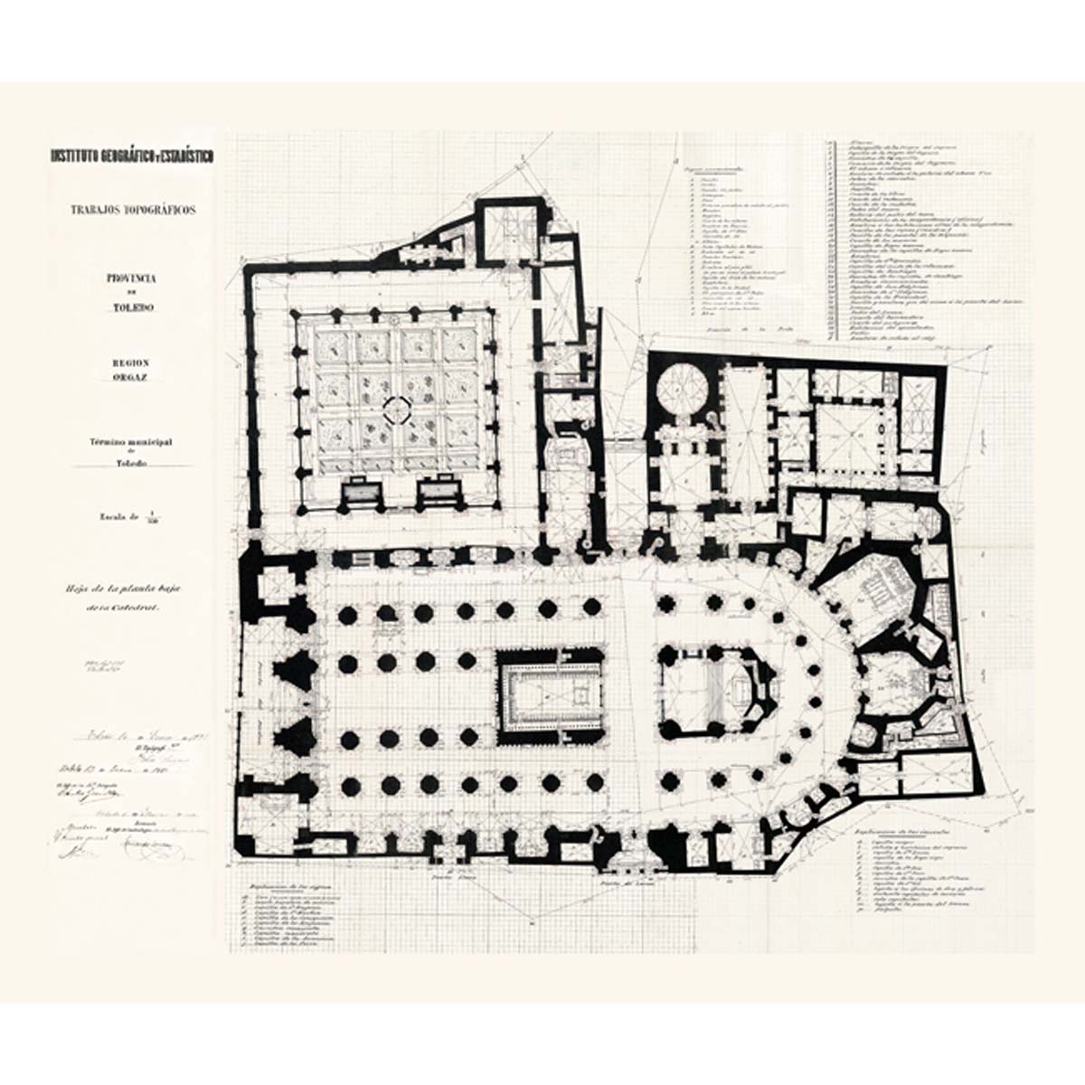 Montaje plano de la Catedral de Toledo. 1882 - IGyE