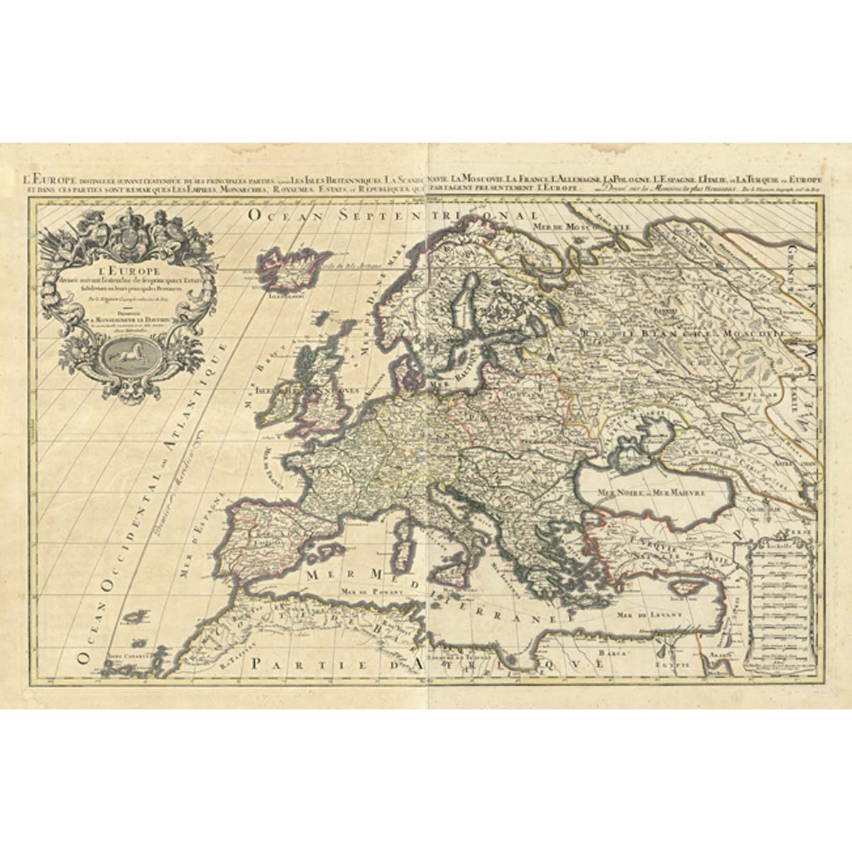 Mapa de Europa. 1692 - Nicolas Sanson/Alexis Huber Jaillot