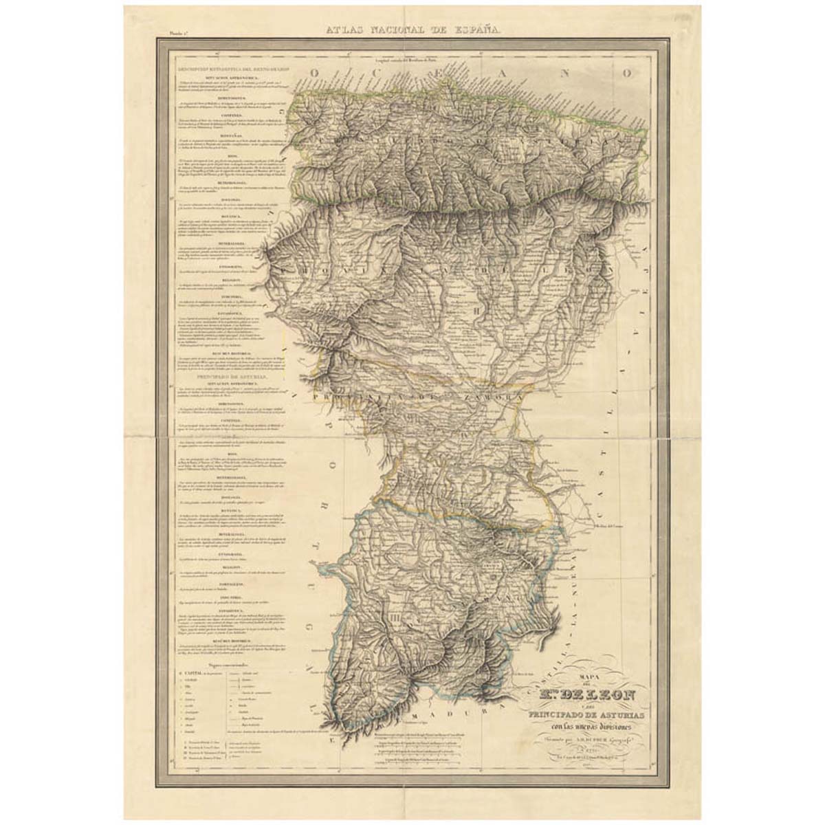 Mapa del Reyno de León y del Principado de Asturias. 1837 - A. H. Dufour