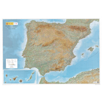 Península Ibérica, Baleares y Canarias - mapa físico escala 1:1.250.000. Ed.2018