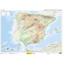 Mapa físico de España 1:2.250.000  (lámina atlas 70cm x 50cm) ed. 2019