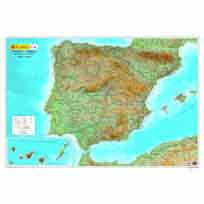 Península Ibérica, Baleares y Canarias - mapa físico escala 1:1.250.000. Ed.2019