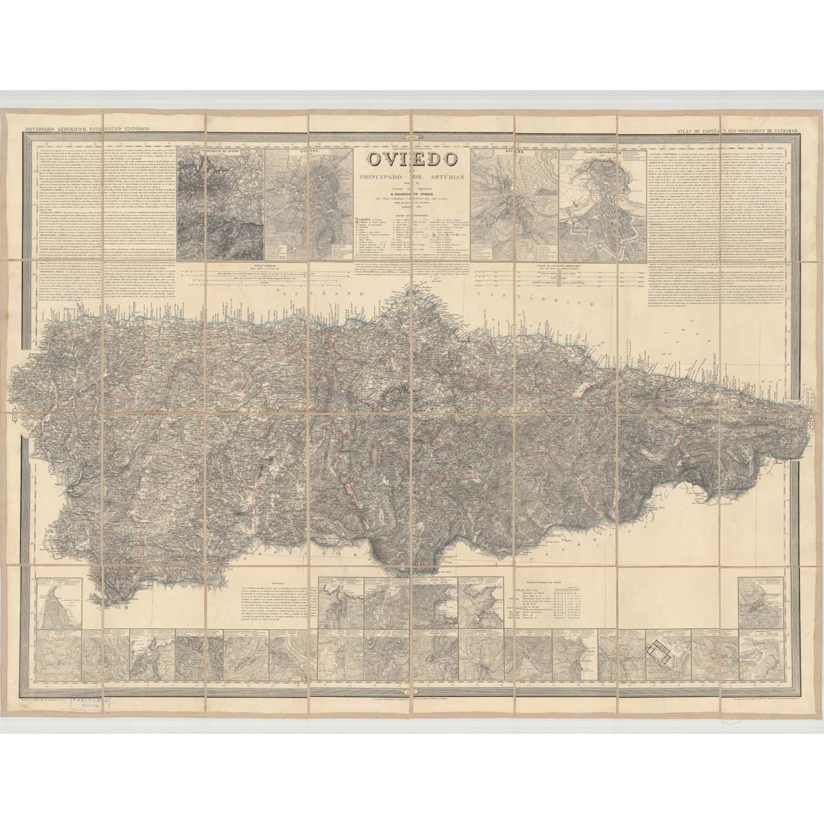 Mapa del Principado de Asturias. 1870 - Francisco Coello / Pascual Madoz