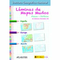 Láminas de Mapas Mudos (físicos + políticos) 12 láminas formato A3
