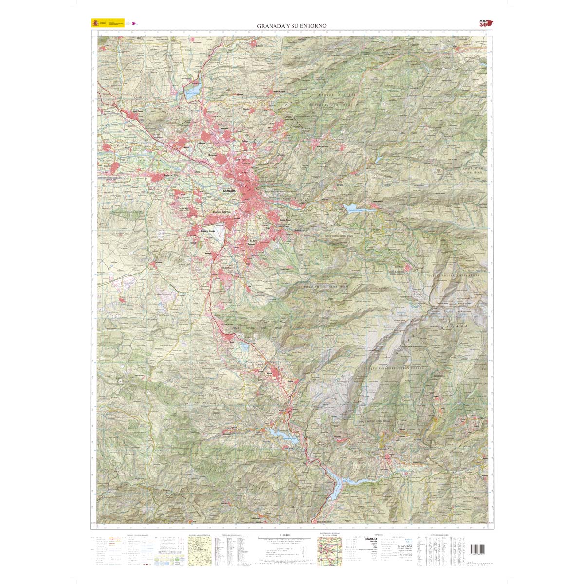 Granada y su entorno, especial MTN 1:50.000 (en carpeta de plástico)