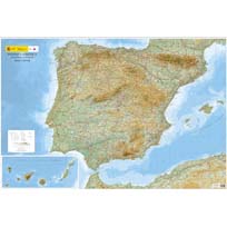 Península Ibérica, Baleares y Canarias - mapa físico escala 1:1.250.000. Ed.2021