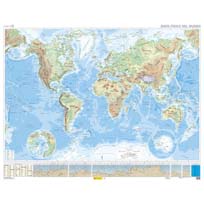 Mapa político mundo-Mapa físico mundo 2023 (mural 138 x 108). Impreso dos caras