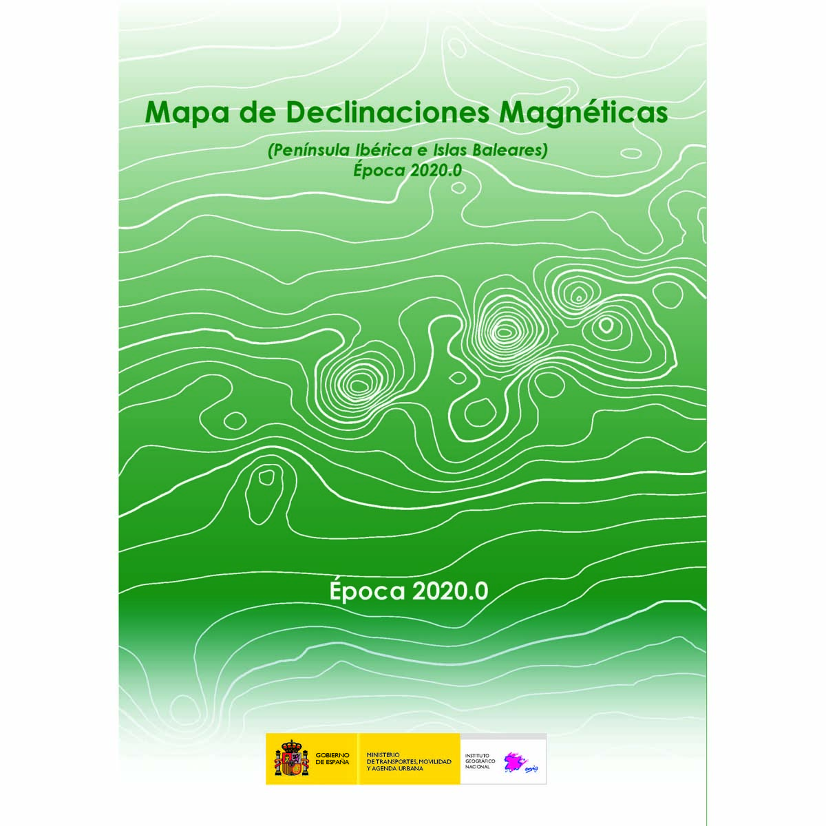Mapa de Declinaciones Magnéticas (Pen. Ibérica e Islas Baleares) - época 2020.0