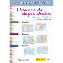 Láminas de Mapas Mudos (físicos + políticos) 12 láminas formato A3