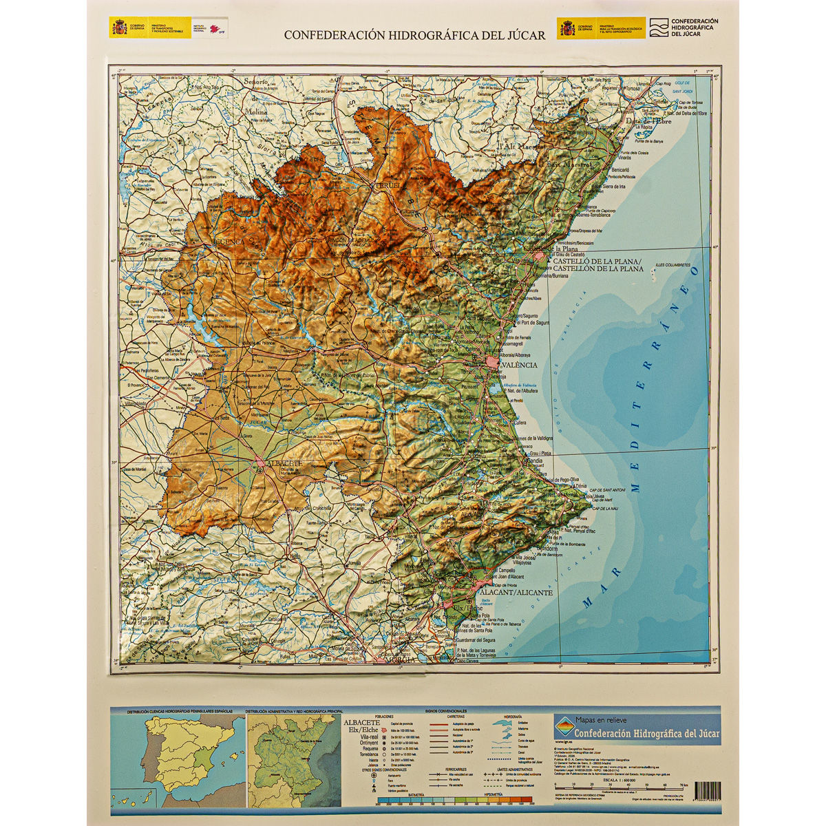 Relieve de la Cuenca Hidrográfica del Júcar en 3D a 1:600.000 ed. 2026