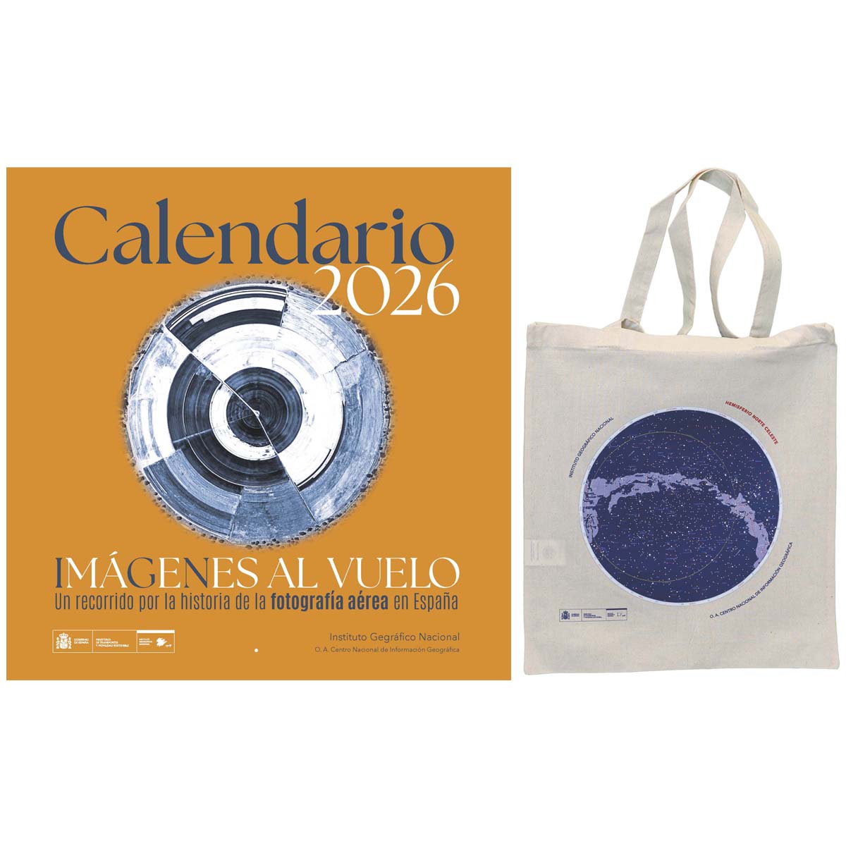 Pack - Calendario Pared 2026 + Bolsa tela (Planisferio Celeste)