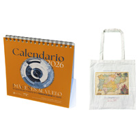 Pack - Calendario mesa 2026 + Bolsa tela (Mapa de la P. Ibérica - Coronelli)